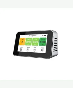 SEOS SHOP luchtkwaliteitsmeter met kleurenscherm voor CO2, fijnstof, TVOC, temperatuur en luchtvochtigheid