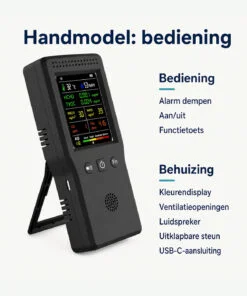 Nederlandse uitleg van bediening en behuizing van het zwarte handmodel