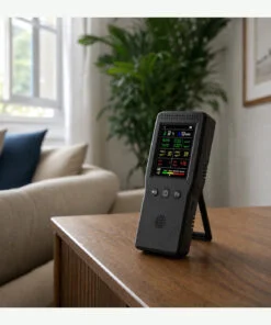 Sfeerbeeld van het zwarte handmodel op een kast in de woonkamer