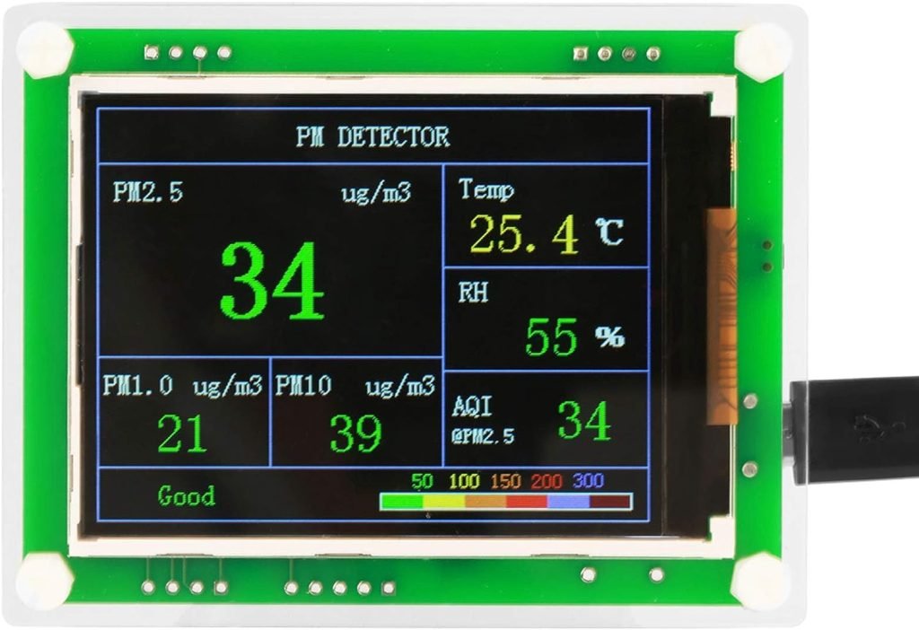 Luchtkwaliteitsmonitor, formaldehydedetector, draagbare multifunctionele digitale PM2.5 luchtkwaliteitsdetectormonitor voor binnen- en buitengebruik