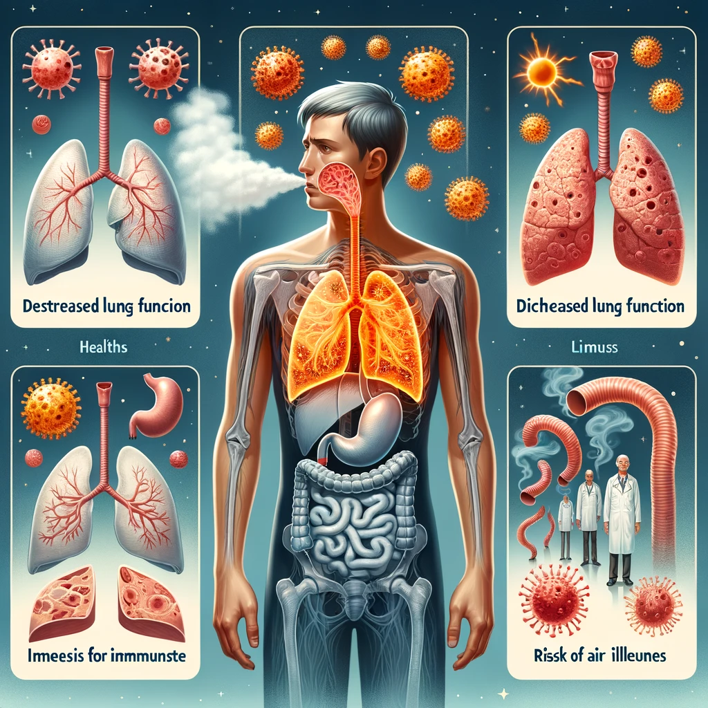 Longschade Langdurige blootstelling aan vervuilde lucht kan leiden tot blijvende schade aan de longen, zoals verminderde longfunctie en littekenvorming.