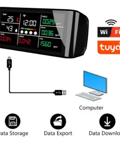 Uniqly - Slimme 7-in-1 Luchtkwaliteitsmonitor met CO2 (DM69M-WIFI) - productfoto 3