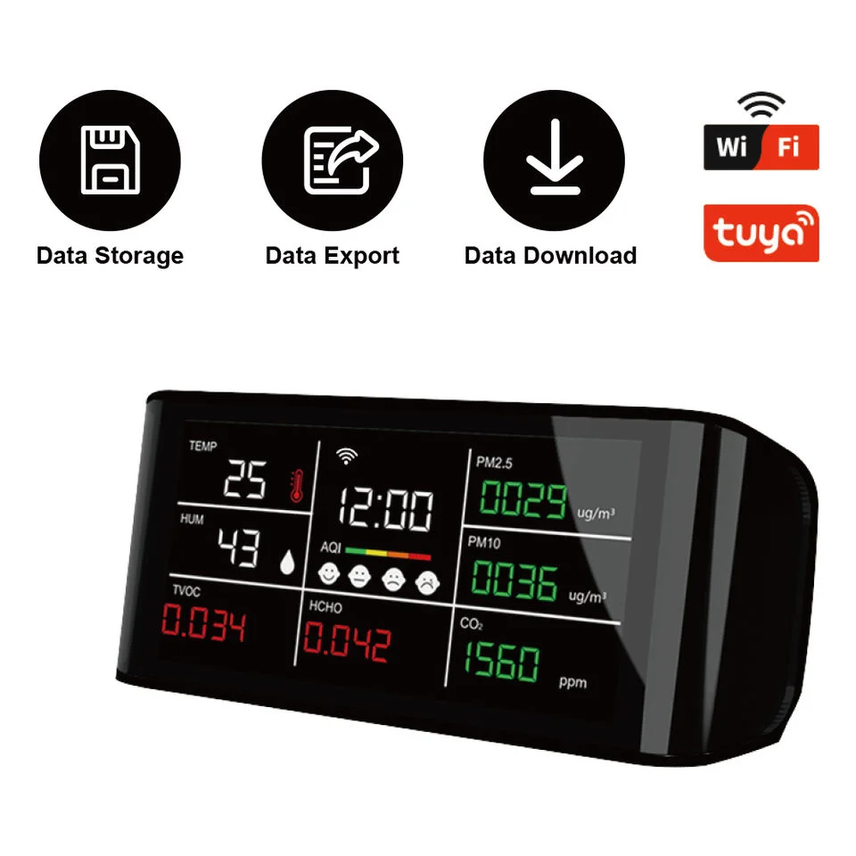 Uniqly - Slimme 7-in-1 Luchtkwaliteitsmonitor met CO2 (DM69M-WIFI) - productfoto 4