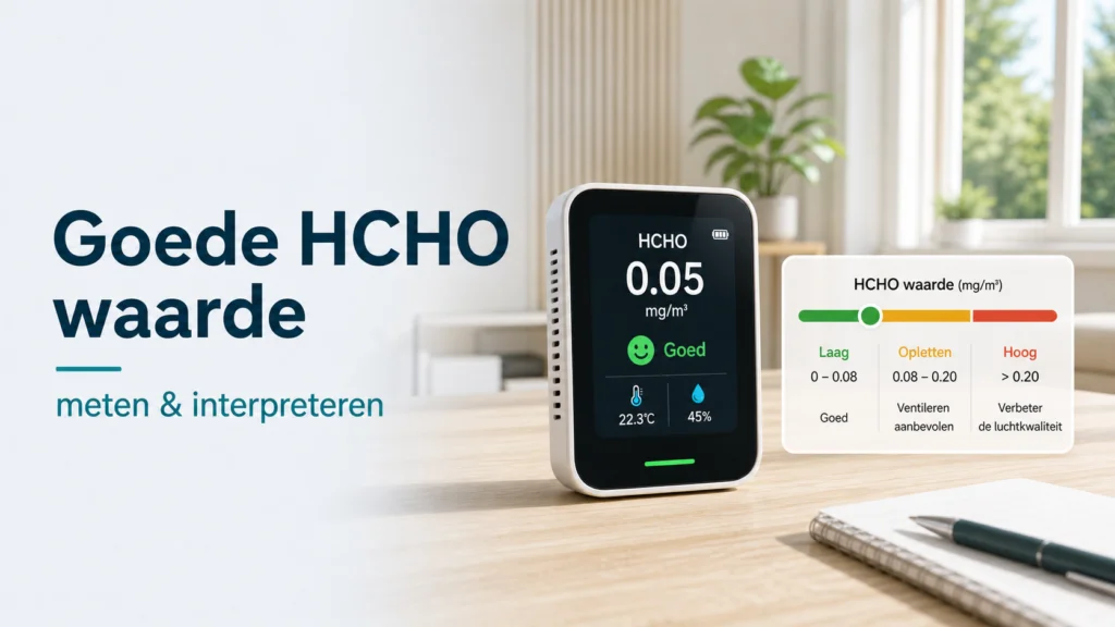 Wat Is Een Goede HCHO Waarde? - visuele uitleg met luchtkwaliteitsmeter en meetwaarden
