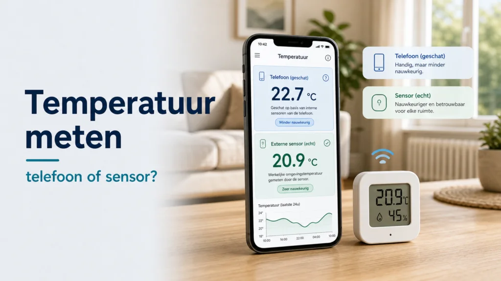 Temperatuur meten met je telefoon: wat kan wel/niet + beste apps - visuele uitleg met luchtkwaliteitsmeter en meetwaarden
