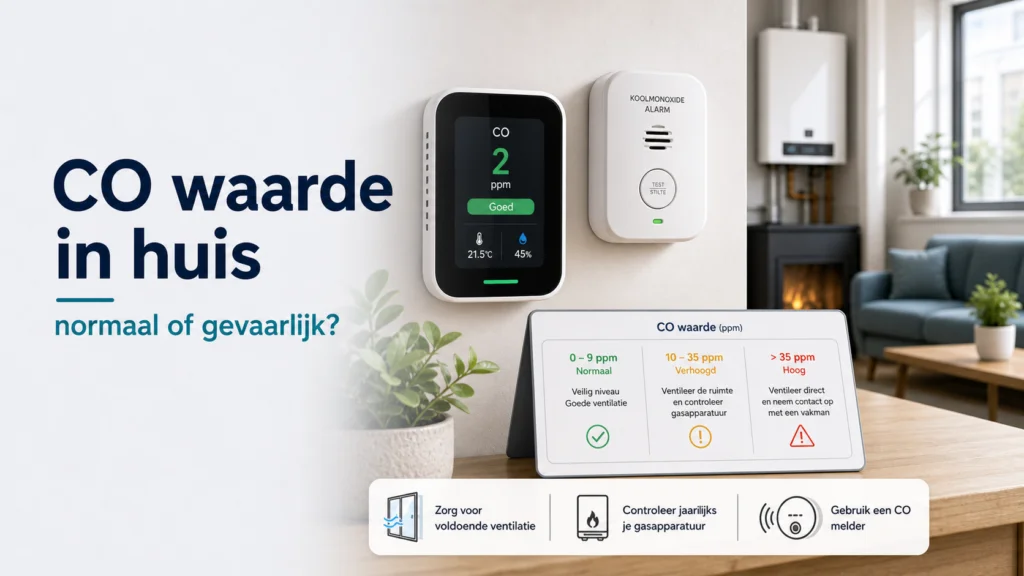 Wat is een normale CO-waarde in huis? - visuele uitleg met luchtkwaliteitsmeter en meetwaarden
