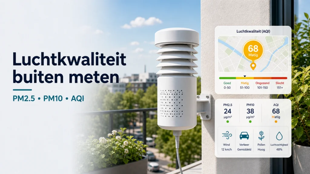 De Beste Luchtkwaliteitsmeter Buiten: Monitor Je Luchtkwaliteit en Bescherm Je Gezondheid - visuele uitleg met luchtkwaliteitsmeter en meetwaarden