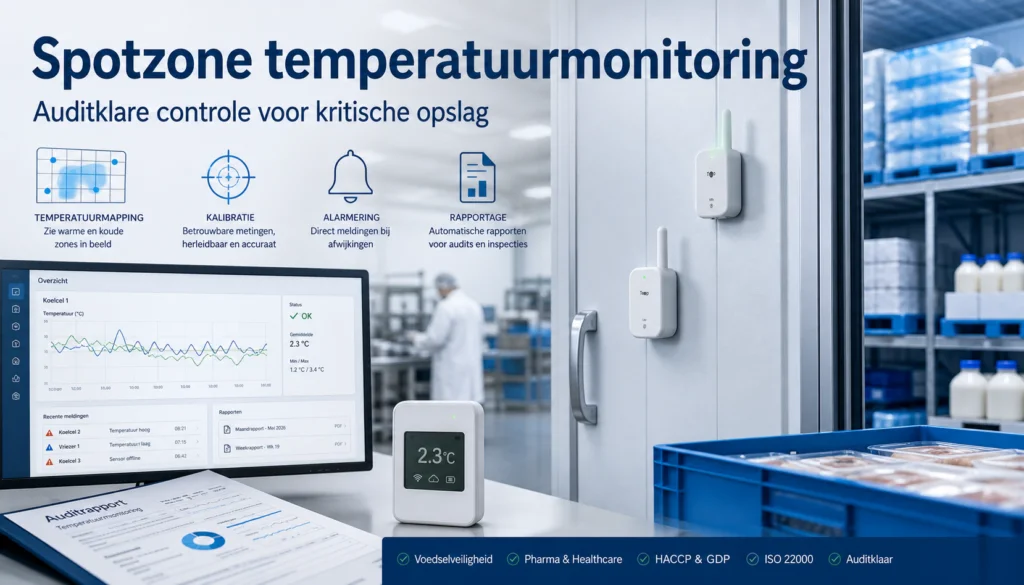 Spotzone temperatuurmonitoring voor auditklare controle van kritische opslag