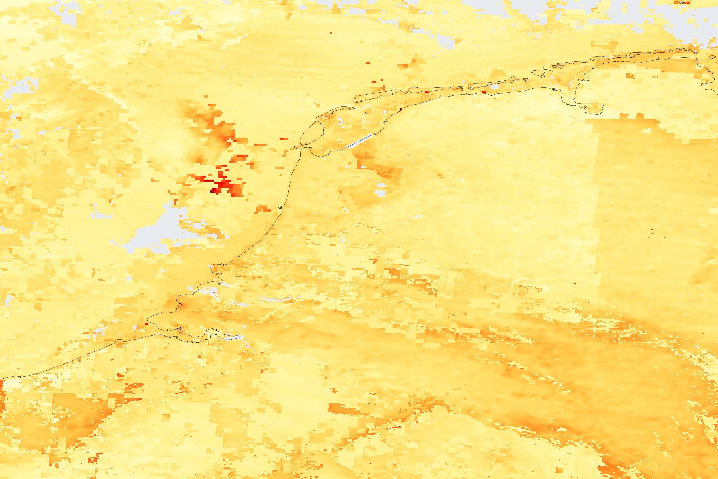Kaart van nederland op 21 oktober 2026: fijnstof en deeltjes in de lucht